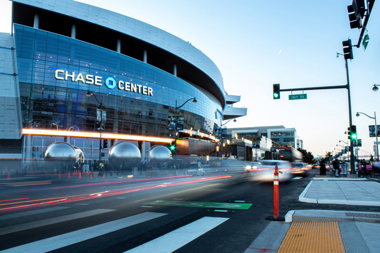 Chase Center in San Francisco gefilmd met drone